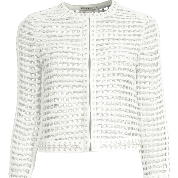 Alice + Olivia Jackets & Blazers - Alice + Olivia Kidman Studded Leather Mesh Jacket